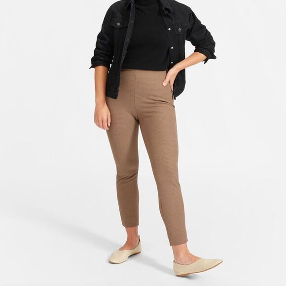 EVERLANE The Curvy Side-zip Work Pant Brown Houndstooth {KK13}